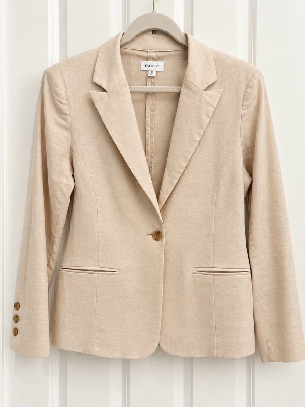EVEREVE Beige Linen Blend Blazer Jacket Size M worn 1x